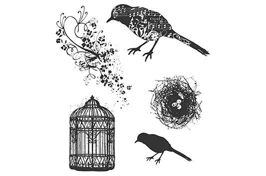 Tim Holtz Stampers Anonymous Cling Rubber Stamps Artful Flight - CMS 069