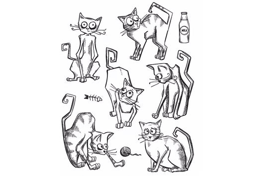Tim Holtz Stampers Anonymous Cling Rubber Stamps Crazy Cats - CMS251