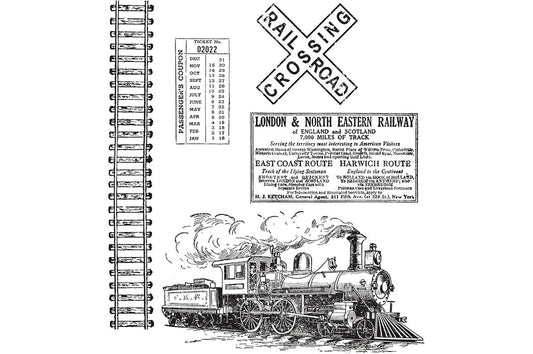Tim Holtz Stampers Anonymous Cling Rubber Stamps On The Railroad - CMS127